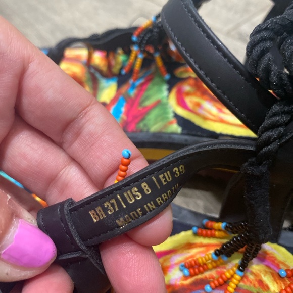 Farm Rio tassel ankle wrap sandals size 8 - Picture 7 of 10